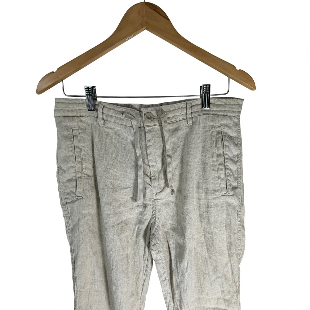 Porter & Ash Mens‎ Linen Blend Drawstring Pants Beige Tan Casual Trousers Sz 30